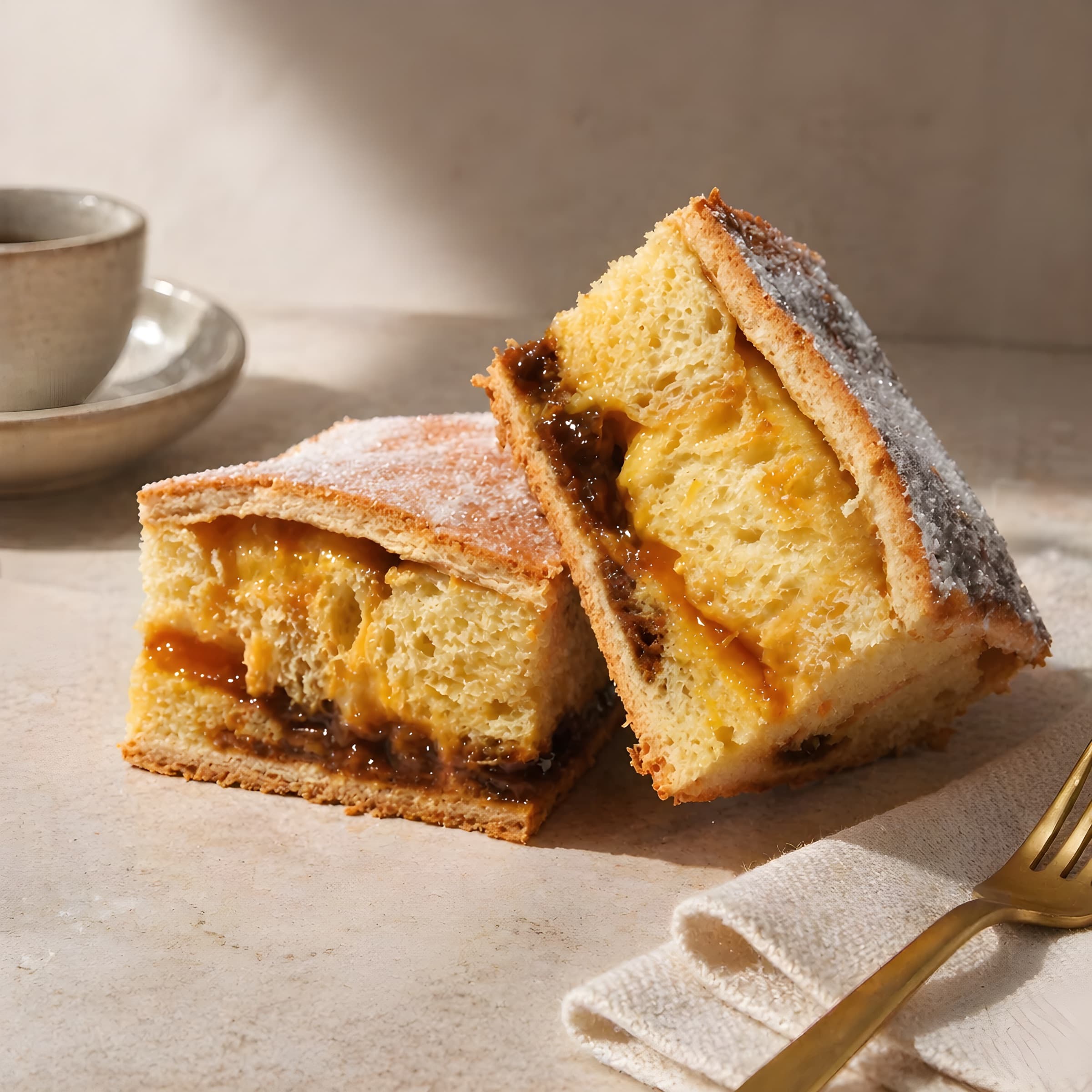 Semita slices showing the golden filling inside